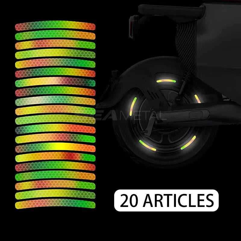 SEAMETAL 20/40PCS Car Wheel Hub Reflective Stickers Rainbow/Breakpoint Waterproof Strips Luminous Tapes for Car Bike Motorcycle