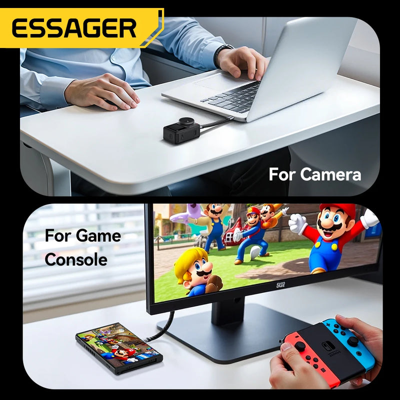 ខ្សែ Essager USB 4.0 Type-C ផ្ទេរទិន្នន័យ 40Gbps និងវីដេអូ 8K@60Hz 240W PD សាកថ្មលឿនសម្រាប់ MacBook iPhone កុំព្យូទ័រយួរដៃ ថាសរឹងចល័ត