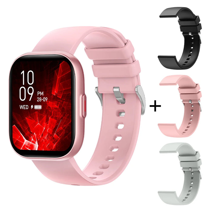 COLMI P68 Smartwatch 2.04'' AMOLED Screen 100 Sports Modes 7 Day Battery Life Support Always On Display Smart Watch Men Women Pink With 3 Strap