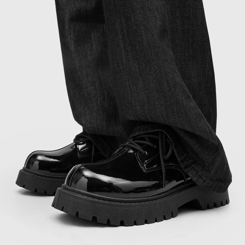 Men's British retro thick sole casual shoes Four seasons light breathable soft sole outdoor walking shoes business dress shoes