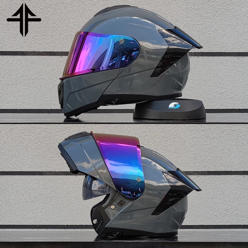 2025 Personalised Motorcycle Full Face Helmet Men Women Fashion Dual Lens Helmets Motocross Racing Modular Flip Up Casco Moto