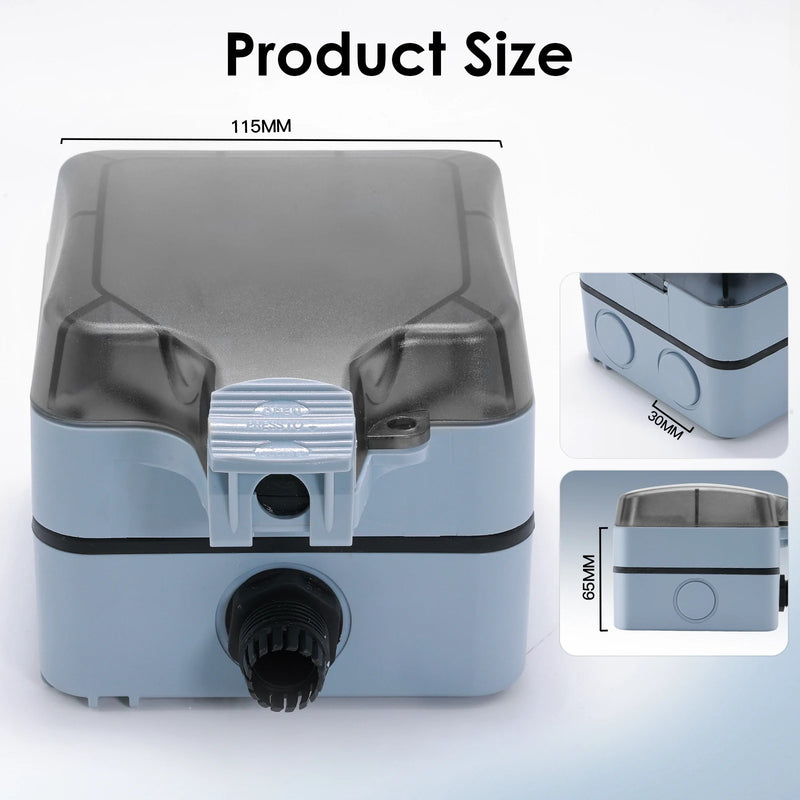 BSEED IP66 Waterproof Electrical Wall Socket Outdoor Switched Power Socket With Dustproof Box Suitable for Outdoor Gardens