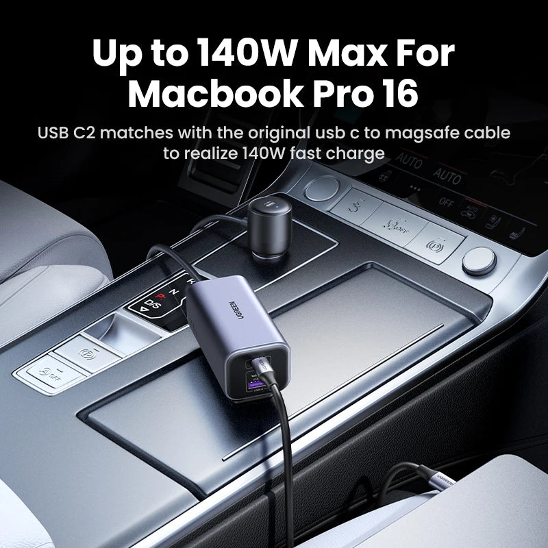 UGREEN Car Charger 150W Fast Charge Extender 4 USB Devices GaN Charger for iPhone 18 17 16 15 USB C Charger for iPad Notebook