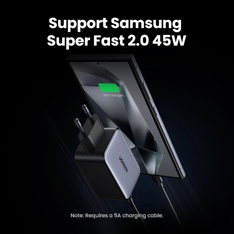 UGREEN 65W GaN Charger 4 Ports USB C Fast Charger Quick Charge 3.0 PD 3.0 For Macbook Air Laptops Tablet iPhone 18 17 16 Pro Max