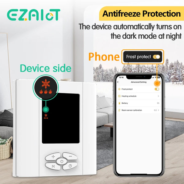 ឧបករណ៍វាស់សីតុណ្ហភាព EZAIOT Smart Home Tuya WIFI ដំណើរការដោយថាមពលថ្មសម្រាប់ឡចំហាយឧស្ម័ន Smart Life Voice Alexa Google Home Alice