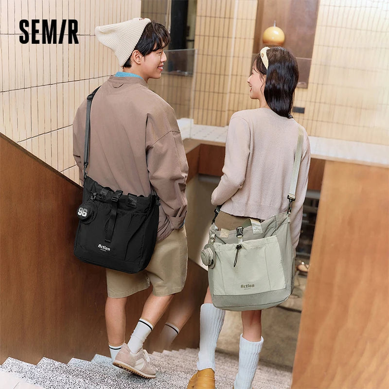 Semir Men Tote Bag 2025 Multi Function Shoulder Crossbody with Large Capacity for Outdoor Urban Couples Travel Look
