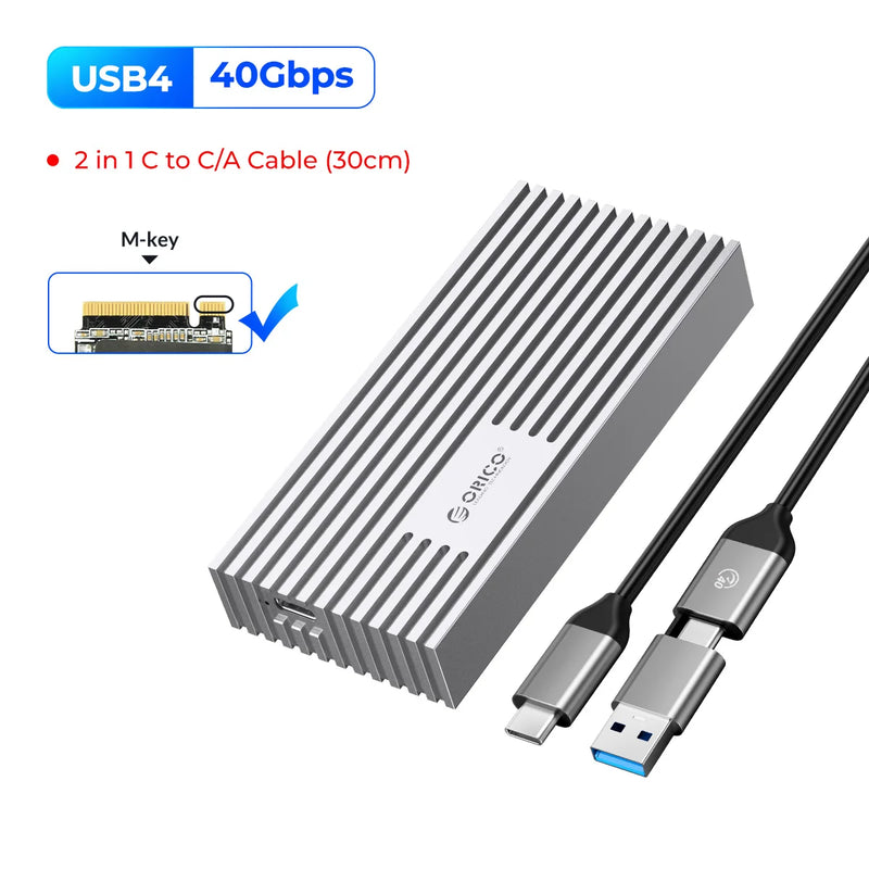 ORICO M2 SSD Case M2 NVMe SSD Enclosure Adapter Compatible with Thunderbolt 3 4 USB3.2 USB 3.1 3.0 Type-C External SSD Enclosure