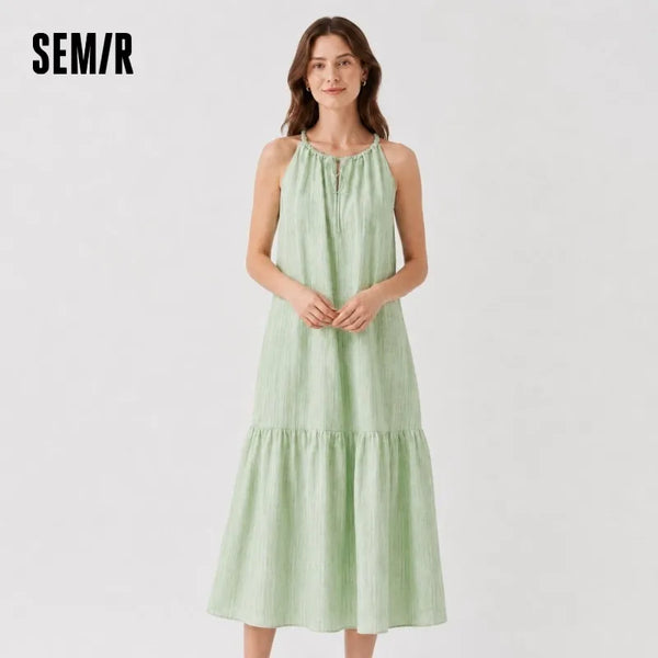 រ៉ូបស្ត្រី Semir កអាវចងខ្សែបូ ថ្ងៃឈប់សម្រាក អាវធំ Maxi រាងអក្សរ A ឆ្នាំ ២០២៦ រដូវក្តៅ រ៉ូមែនទិក ស្រស់ឆើតឆាយ ទន់ មានផាសុកភាព ថ្ងៃឈប់សម្រាក