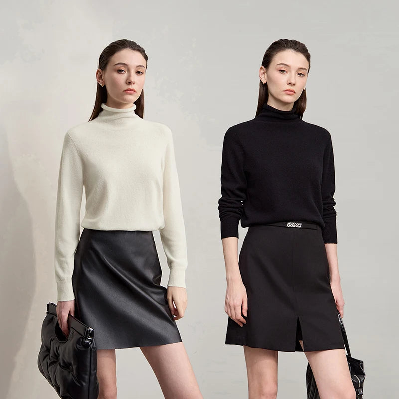 អាវក្រោះ Cashmere សម្រាប់នារី AMII សម្រាប់ធ្វើដំណើរទៅធ្វើការ អាវក Turtleneck ដែលអាចបត់បែនបាន រដូវរងាឆ្នាំ ២០២៦ អាវយឺតដៃវែងថ្មីសម្រាប់នារី 12524096
