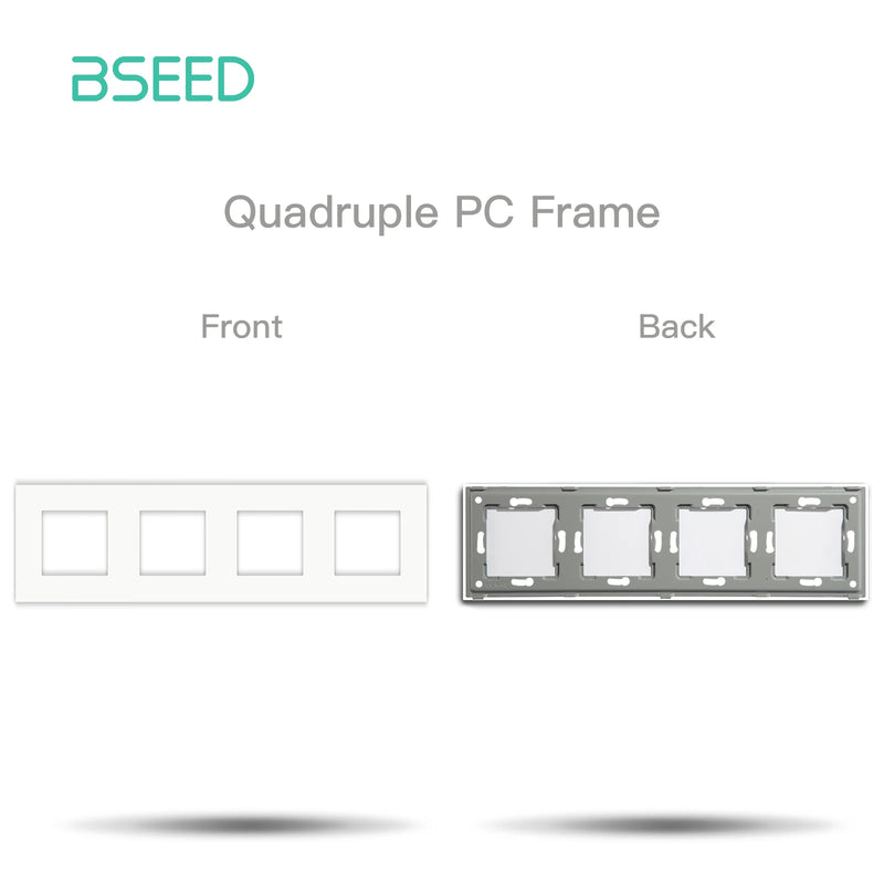 BSEED EU Standard Plastic Panel Wall Socket Frame PC Frame With Metal Plate 86/157/228/299mm White Black Golden Gray
