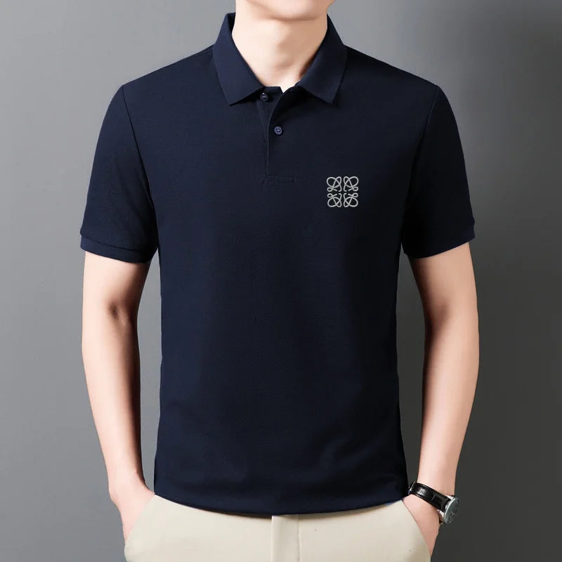 Men's Summer Luxury Brand Cotton 100% Polo Shirt Lapel Printing Short Sleeves T-Shirt Business Leisure Ventilate Men's Clothing