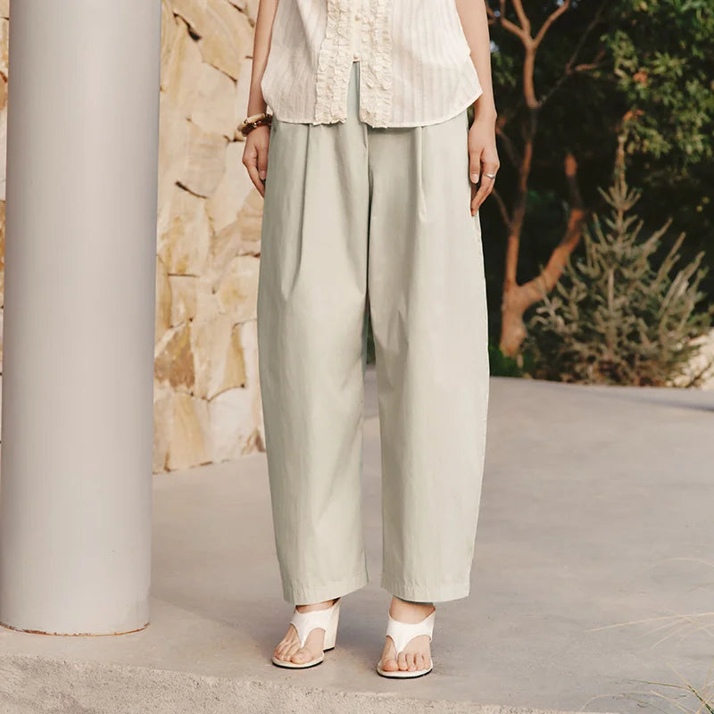 Semir Women Pants Retro Loose Curved Wide Leg Long Pants 2026 Summer Slim Elastic Waist Casual