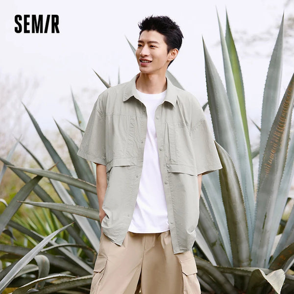អាវបុរស Semir ការពារកាំរស្មីយូវី មានអារម្មណ៍ត្រជាក់ ដៃខ្លី រលុង អាវក្រៅផ្ទះ 2026 ទន់ ស្រួល ម៉ូដពាក់ប្រចាំថ្ងៃ