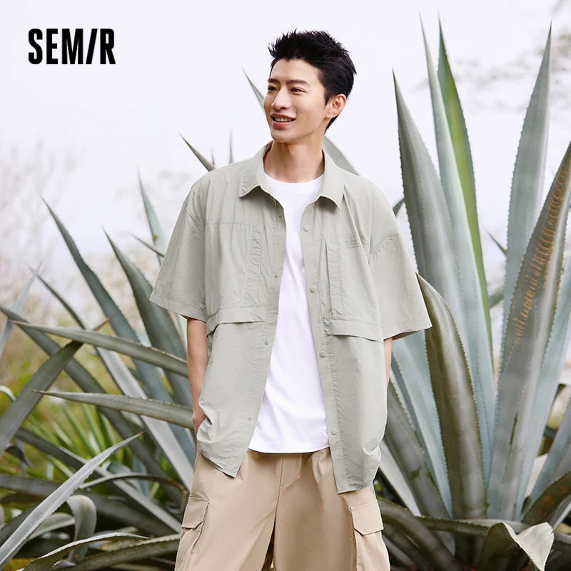Semir Men Shirt UV Protection Cool Feeling Loose Lapel Short Sleeve Outdoor Casual Top 2026 Soft Comfortable Fashion Daily Wear