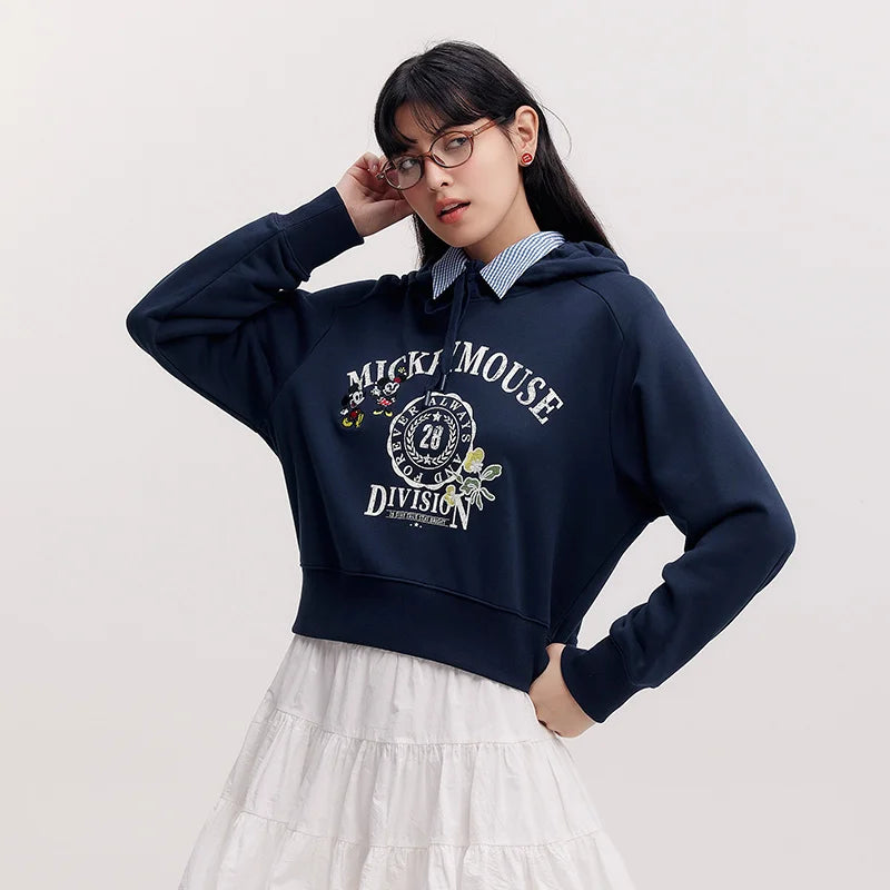 Semir Retro Hoodie Women Spring Short Patterned Loose Hooded Unique Design Casual Fashion Comfortable Daily Wear Top
