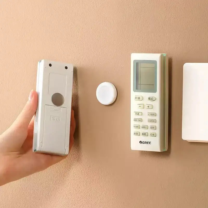 2 Circular Magnetic Hooks with No Drilling for Bedroom Remote Control Storage, Wall Mounted Router Socket Holder