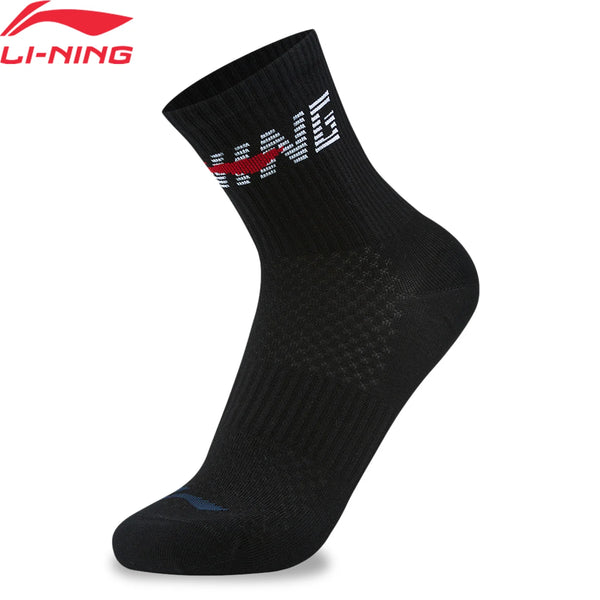 ស្រោមជើងកីឡា Li-Ning Unisex មានខ្យល់ចេញចូលបានល្អ មានផាសុកភាព ទំហំ 22-28 សង់ទីម៉ែត្រ អក្សរ LiNing សម្រាប់បុរស និងស្ត្រី ស្រោមជើងធម្មតា AWSW037