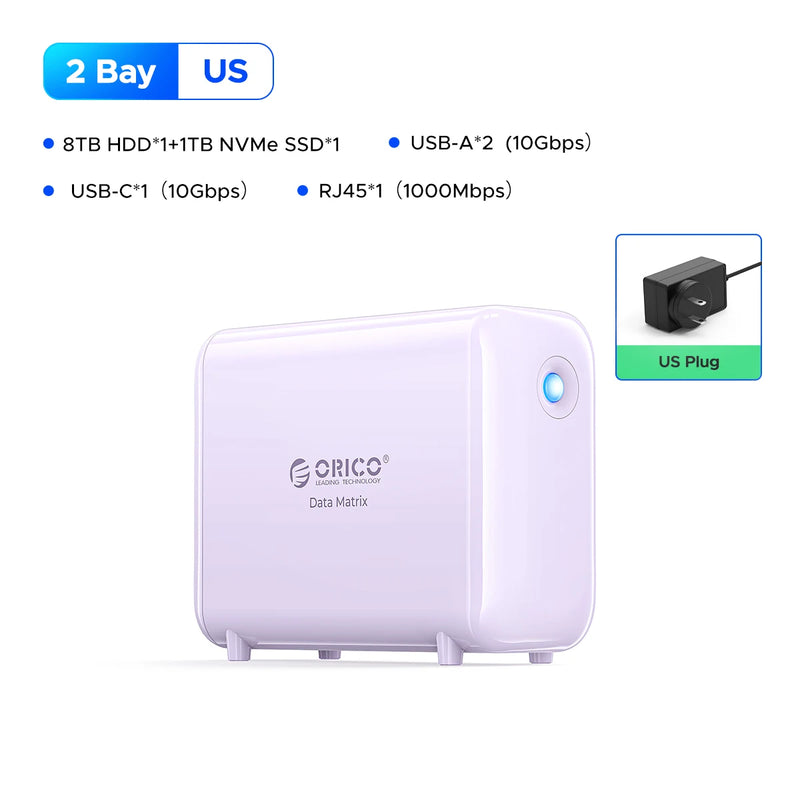 ORICO DataMatrix Editing Hybrid Converged Storage WD Red HDD,NVMe SSD,RGB Aura ,10Gbps USB & RJ45,Seamless Workflow for Creators