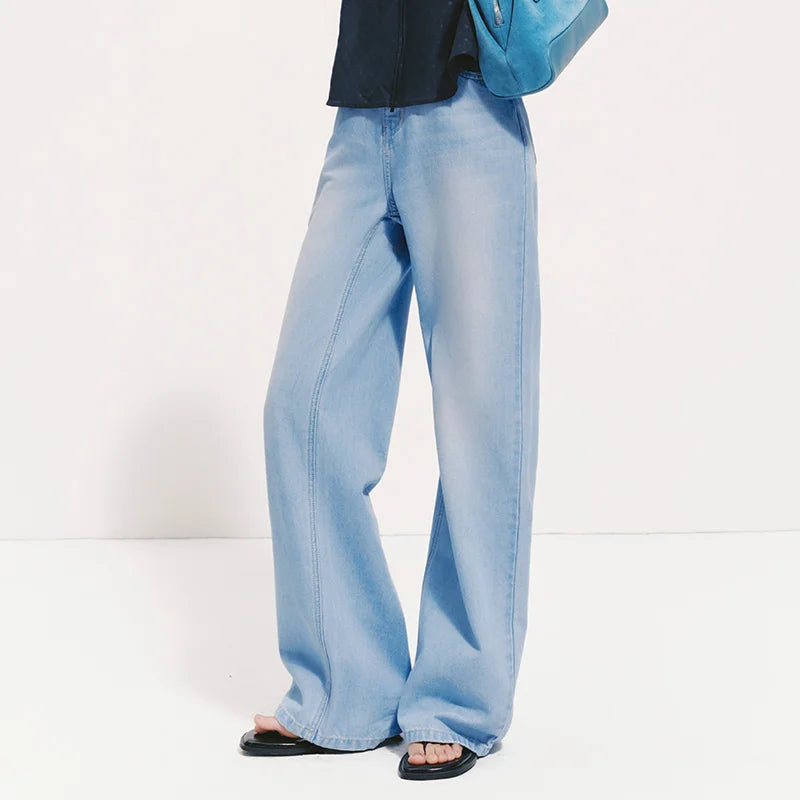 Semir Women Pants Denim Cool Feeling Antibacterial Wide Leg Leg Lengthening Trendy Floor Length 2026 Summer Top