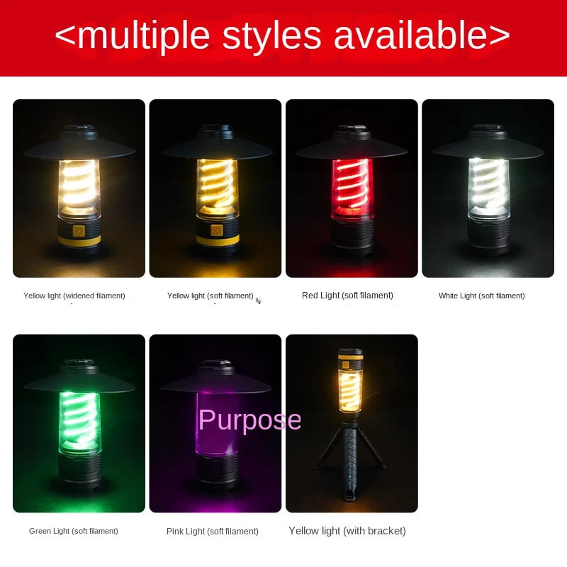 ចង្កៀងបោះតង់ LED ចល័តដែលអាចបន្ថយពន្លឺបាន ធន់នឹងទឹក សាកថ្មដោយ USB ភ្លើងសន្សំសំចៃថាមពលសម្រាប់ឧបករណ៍ក្រៅផ្ទះ សម្ភារៈបោះតង់ថ្មីៗ