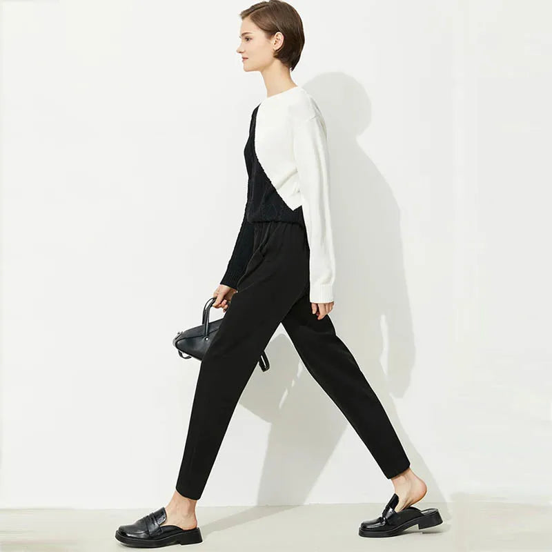 Amii Minimalism Casual Pants Women Fashion High Waist Wool Pants Elastic Sport Straight Pant Female Bottoms Trousers 12130296