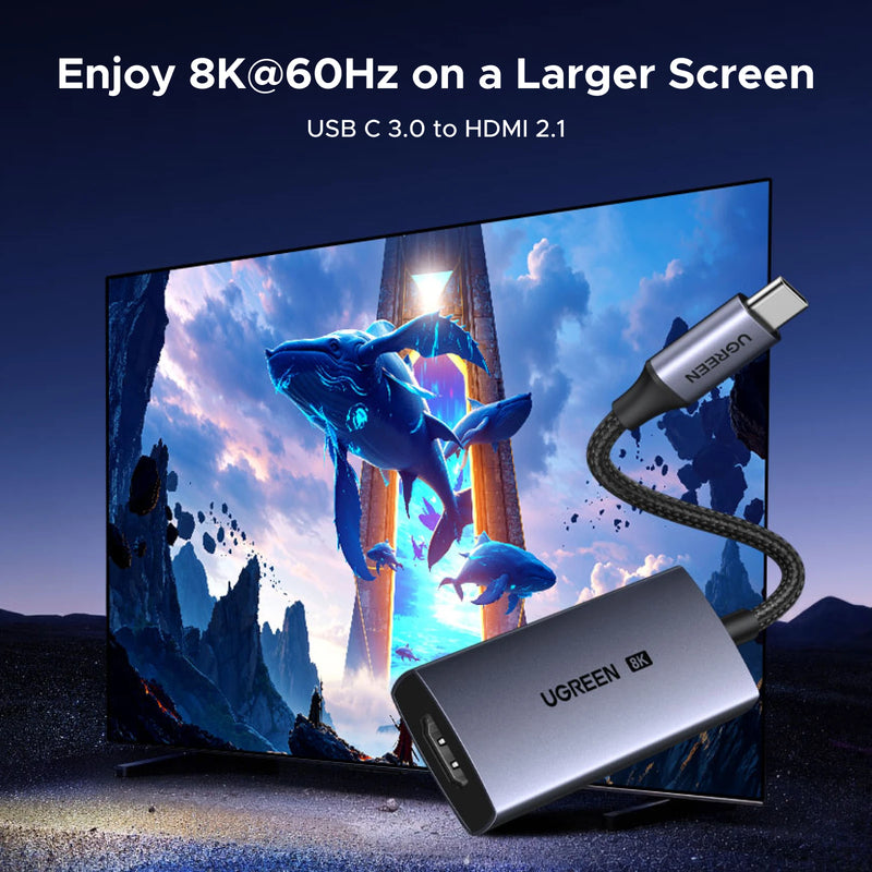 UGREEN USB C to 8K HDMI Adapter for Xiaomi MacBook Pro Air iPad Samsung Galaxy 8K/60Hz 4K/240Hz USB C to HDMI Converter Cable