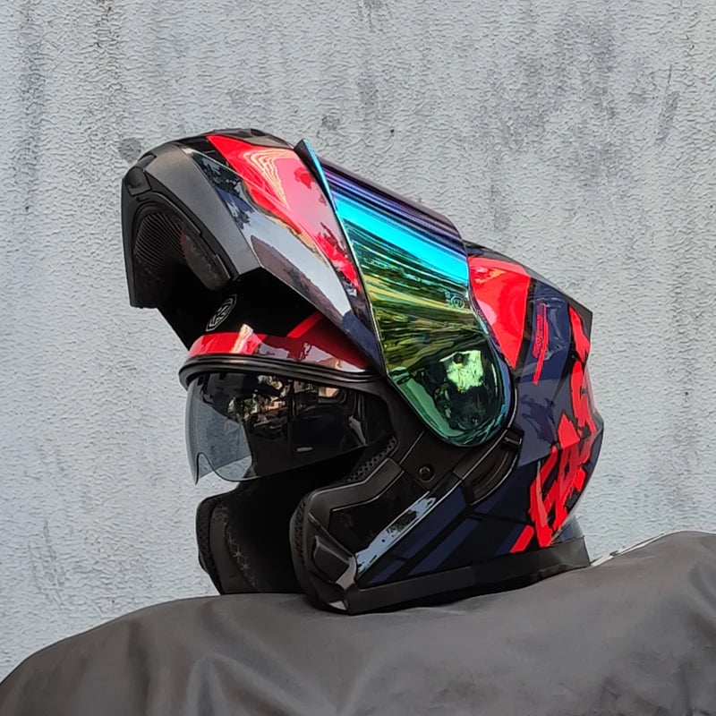 ORZ-162 motorcycle helmet, modular flipped full face helmet, long-distance off-road helmet with built-in sunshade