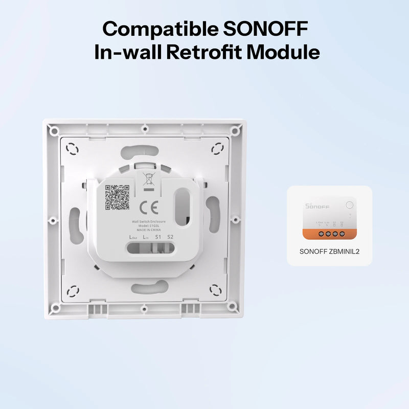 SONOFF E1GSL Wall Switch Enclosure No Neutral Wire Required Ultra-Slim PC Material Clip-on Installation Enclosure For ZBMINIL2
