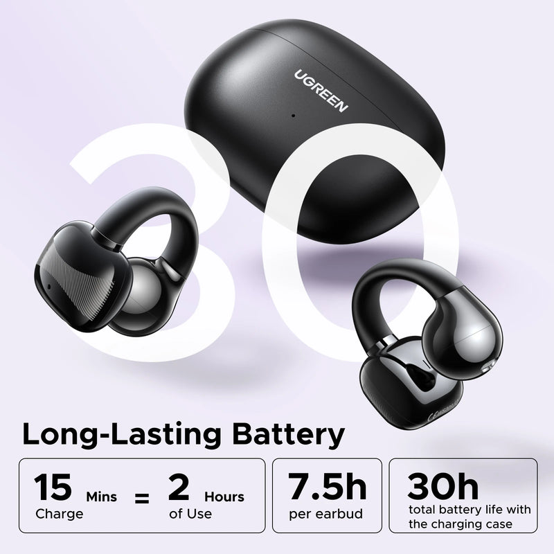 Open Ear Clip Wireless Earphones Bluetooth Earbuds Sports Headphones 30H AI Call Noise Cancellation Playtime