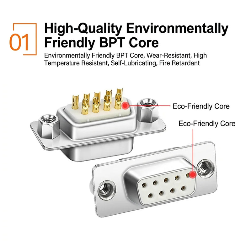 DIVEDEER DB9 Male & Female Connectors 9-Pin RS232/485 Serial Port Adapter COM Port Plug for PLC