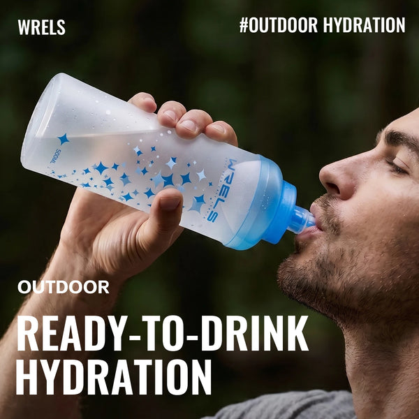 WRELS Soft Flask Collapsible Water Bottle BPA Free Leak Proof TPU Ultralight Running Hiking Cycling Climbing Squeeze Bottle