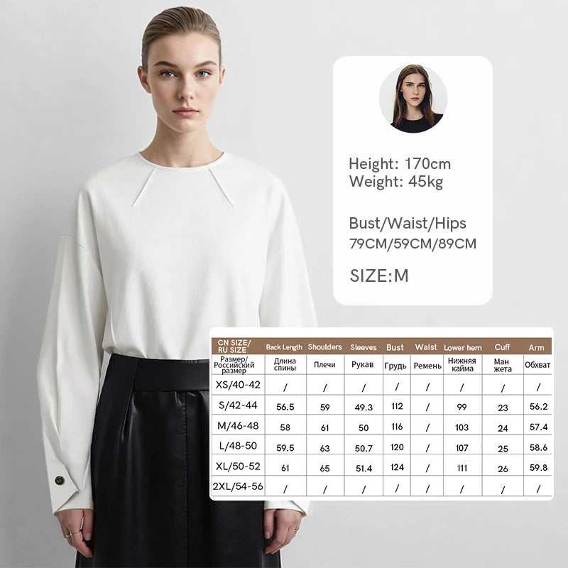 Amii Women Sweatshirts Round Neck Drop Shoulder Long Sleeve Zipper Cotton 2026 Autumn Office Oversized Tops For Woman 12643038