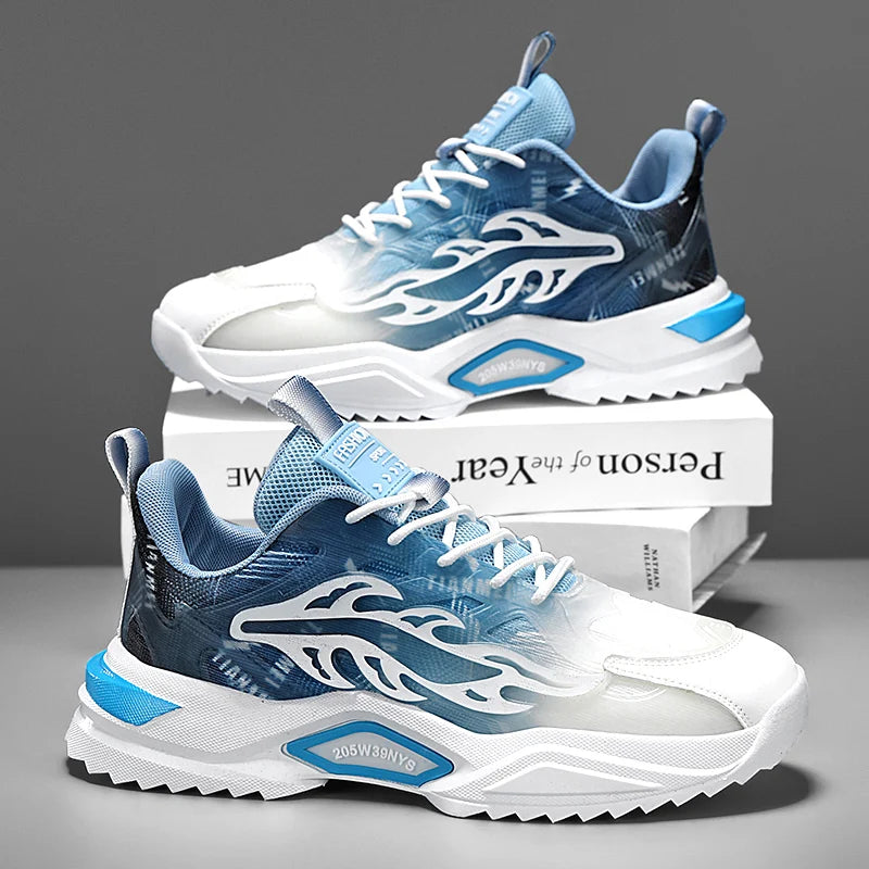 Mens Walking Shoes 2025 Summer New Breathable Mesh Sports Shoes Lightweight Flat Fashion Casual Lace-up Sneakers for Man