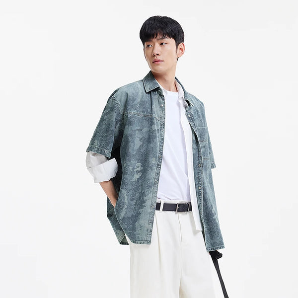 អាវបុរស Semir ឆ្នាំ ២០២៦ ខោខូវប៊យពណ៌ក្លែងបន្លំ កប្បាសសុទ្ធ ដៃខ្លី ម៉ូដធម្មតា ទន់ ពាក់ប្រចាំថ្ងៃ