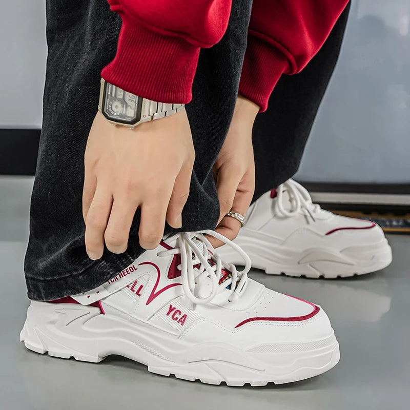Men's fashion white casual shoes four seasons new breathable light soft-sole non slip comfort walking outdoor sports board shoes