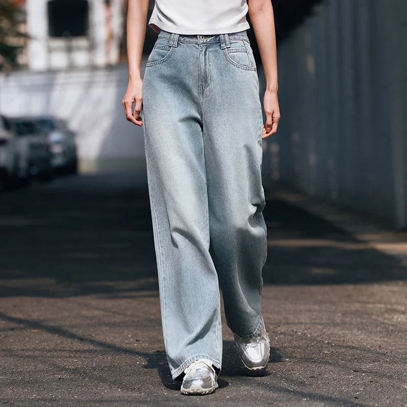 Semir Soft Jeans Women Fleece Lined Floor Length Pants Leg Slimming Wide Leg Retro Style 2026 Winter Fashion Trousers