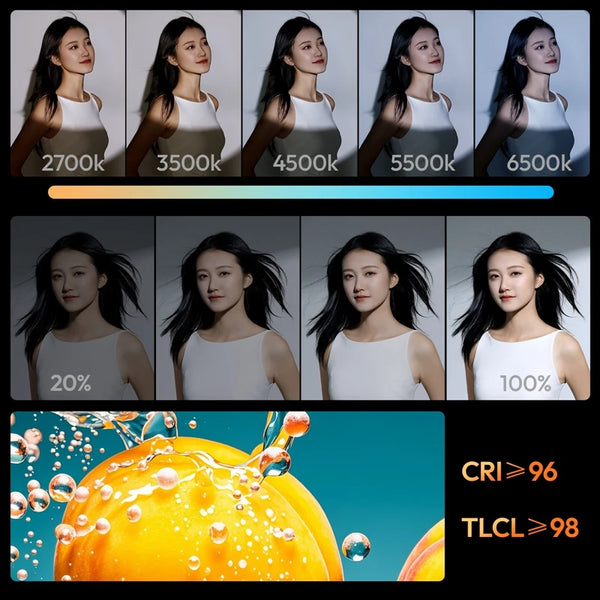 ភ្លើងវីដេអូ Ulanzi C01 100W ចល័ត Bi-Color COB 2700-6500K CRI96+ 14500 Lux Mini Bowens Mount ភ្លើងពេញសម្រាប់ការថតរូបផ្ទាល់