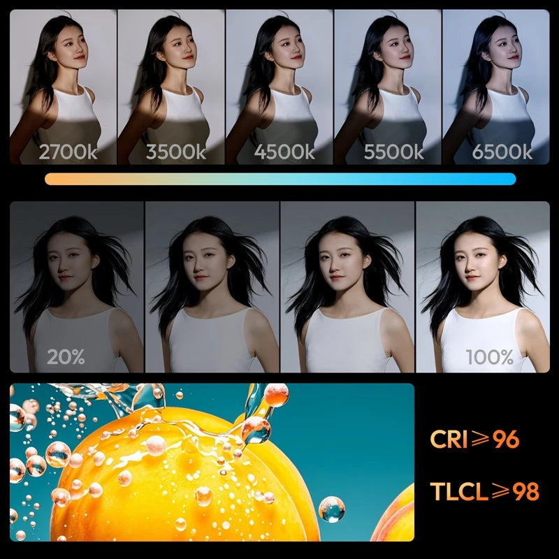ភ្លើងវីដេអូ Ulanzi C01 100W ចល័ត Bi-Color COB 2700-6500K CRI96+ 14500 Lux Mini Bowens Mount ភ្លើងពេញសម្រាប់ការថតរូបផ្ទាល់