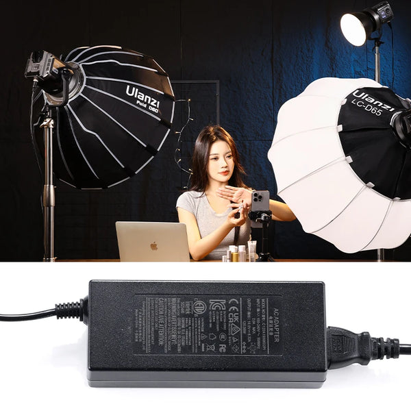 អាដាប់ទ័រថាមពលភ្លើង Ulanzi AD-1 120W 200W V-Mount សម្រាប់ភ្លើង Ulanzi VL-120Bi /VL-120C COB ដោត EU/US/UK/JP សម្រាប់ជម្រើស
