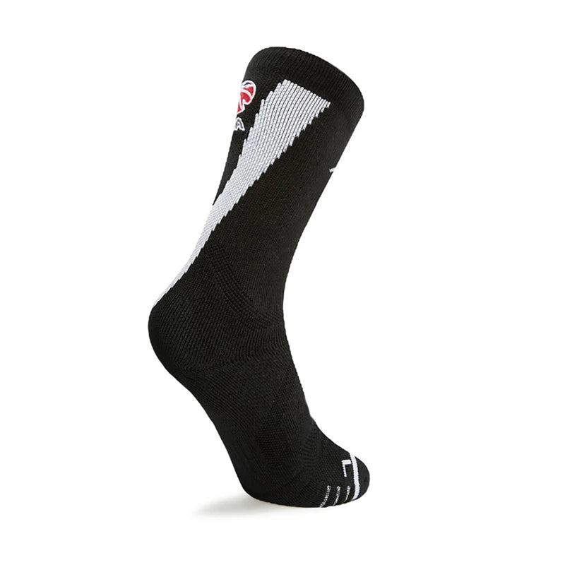 ស្រោមជើងបាល់បោះ LiNing Unisex CBA ទំហំ 22-28cm ពណ៌ខ្មៅ ស ស្រោមជើងទាន់សម័យសម្រាប់បុរស និងស្ត្រី AWLV007