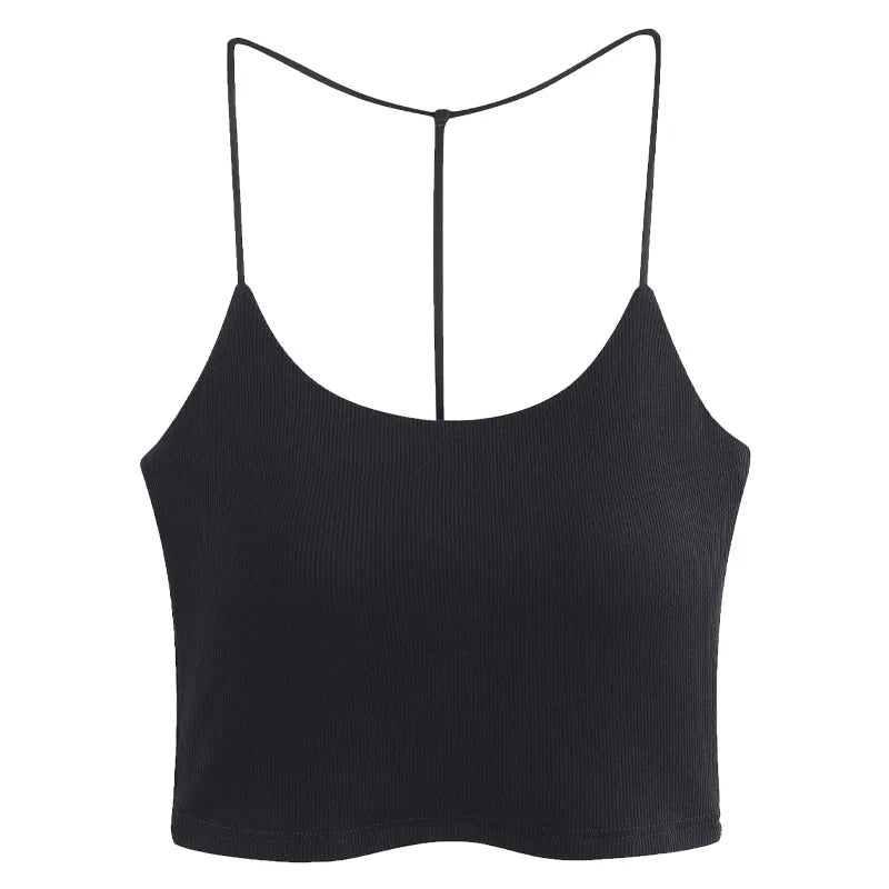One Piece Beautiful Back Underwear Chest Pad Umbilical Sling Vest Women's Sleepwear Base Shirt Modal Female Pajamas Tops