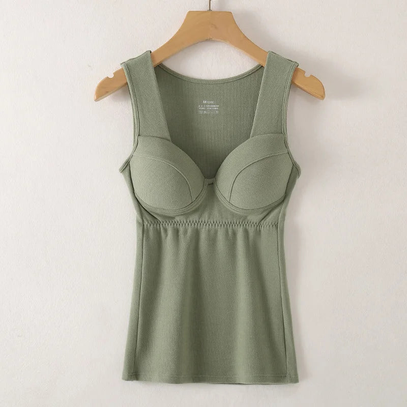 Thermal Vest German Velvet Chest Pad Underwear Bottoming Shirt Women Autumn Winter Sleepwear Top One Piece Pajamas Lingerie