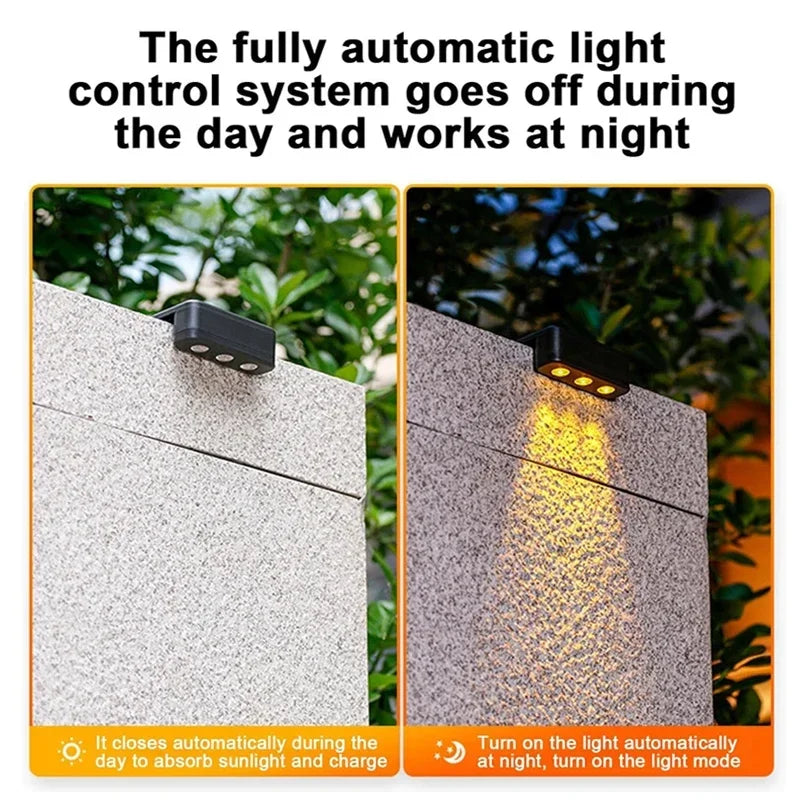 1-8 Pcs LED Solar Lights Outdoor IP65 Waterproof Porch Light Stair Wall Decorative Lamp for House Yard Fence Pool Garden Decor
