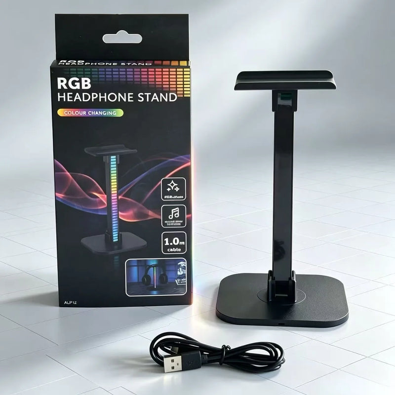 USB Gaming Headphone Stand RGB Rhythm Light Detachable Desktop Headset Holder For Gamer