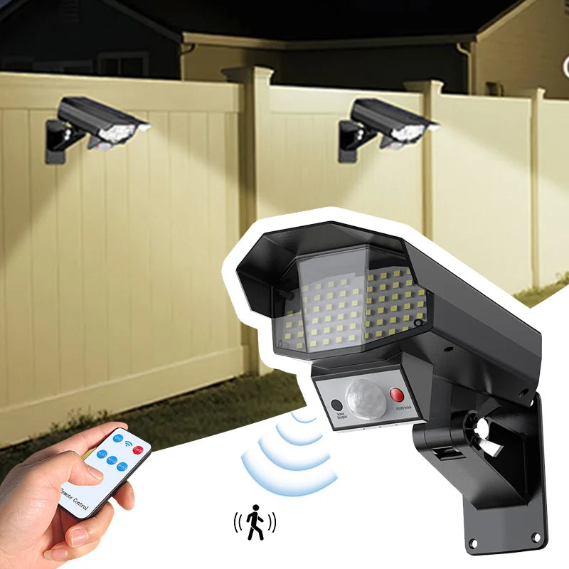 Motion Sensor Outdoor Lights Solar Security Lamp LED Solar Monitoring Design Surveillance-Style Outdoor Lamp for Garden Yard