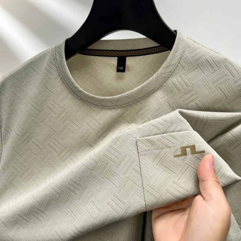 Luxury Summer Men New Trend Short-Sleeved T-Shirt Actual Pocket Round Neck Stamp American Style Ventilate Leisure Men's Clothing