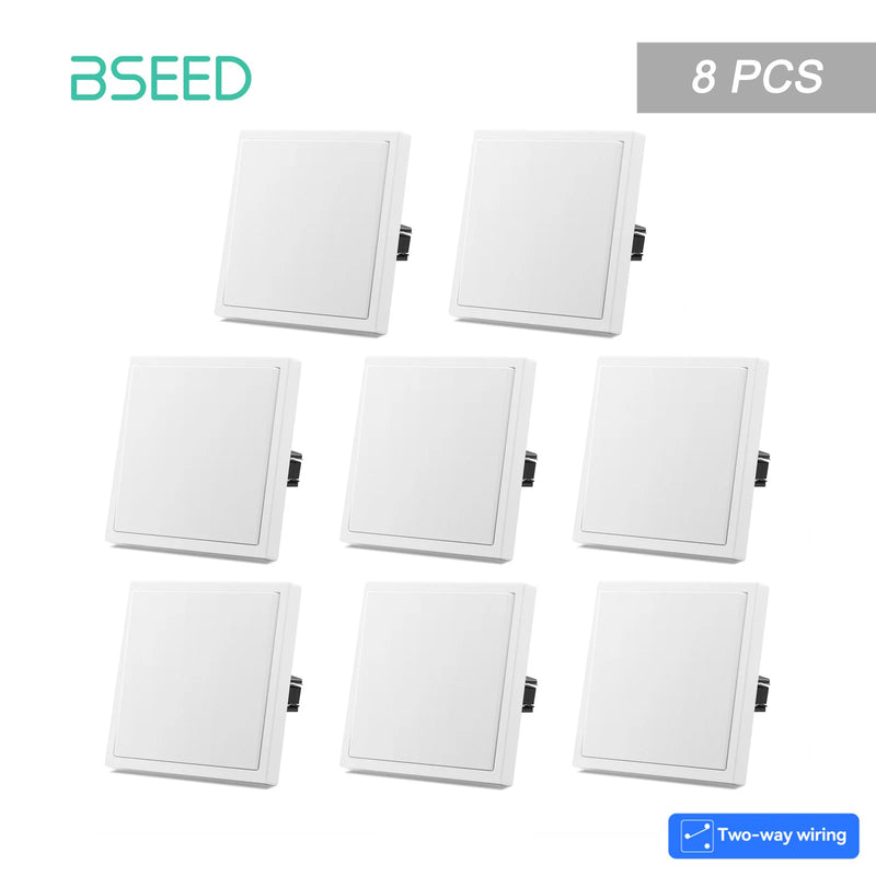 BSEED E Series 1/2/4/8 Packs 1Gang 2Way Button Light Switch Bulk Set Plastic Frame Wall Light Switch On Off For Stairs