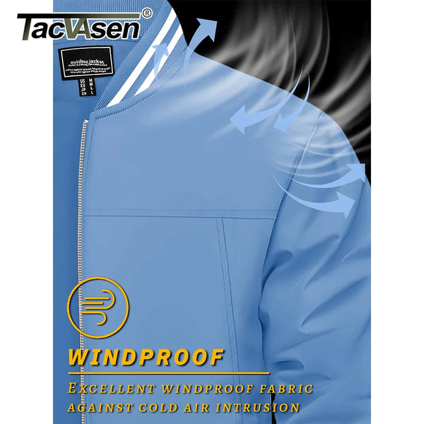 TACVASEN Spring Autumn Casual Jacket Mens Lightweight Full Zip Bomer Jacket Waterproof Outdoor Jacket Baseball Male Windbreaker