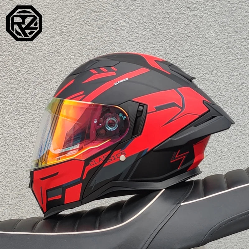 ORZ male and female adult full face motorcycle helmet modular flip helmet dual lens DOT approved racing off-road helmet