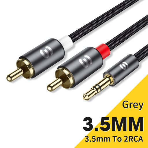 Essager Audio Cables 3.5mm Jack to 2 RCA Male To Female Splitter Aux Cable for Speakers TV PC Amplifiers DVD Home Theater Wire Grey CN